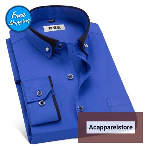 MACROSEA Spring&Autumn Men's Business Dress Shirts Male Formal Button-Down Collar | Business ...