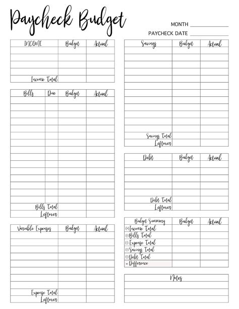 Budget Tracker Printable