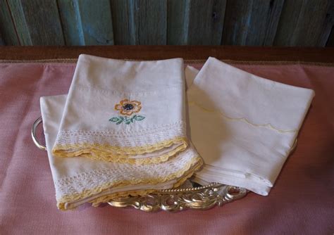 Embroidered Pillowcases Vintage Embroidered Lace Pillowcases | Etsy | Embroidered pillowcases ...