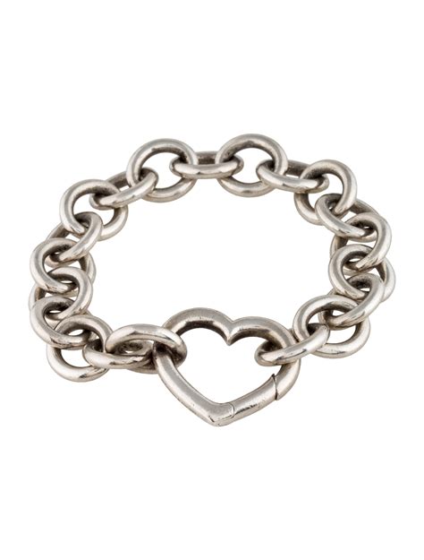 Tiffany & Co. Chain-Link Heart Bracelet - Sterling Silver Link ...