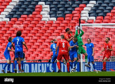 London, England 22 May 2021. The Buildbase FA Vase Final between Binfield FC and Warrington ...