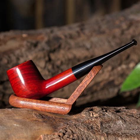 Classic Straight Wooden Pipe 9mm Filter Smoking Pipe with 10 Tools Red Sandal Wood Pipe Handmade ...