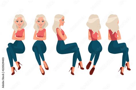 Vecteur Stock Vector illustration of sitting woman in casual clothes ...