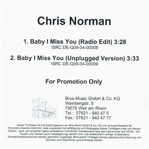 Chris Norman - Baby I Miss You (2004, CD) | Discogs