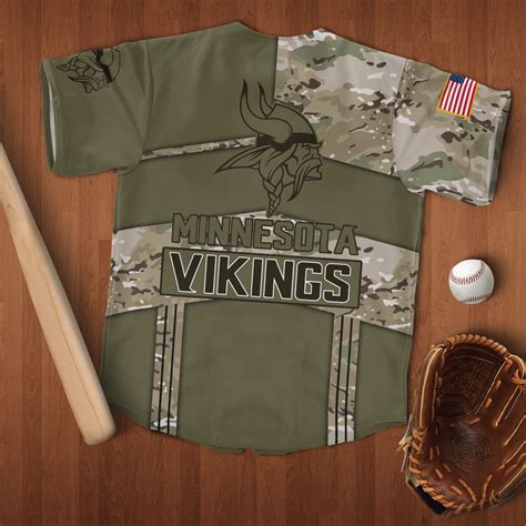 Minnesota Vikings Military Style Baseball Jersey