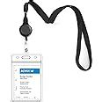 KEYLION Cruise Lanyard with ID Holder Sets (Black3 Pack)- Flat ID Lanyard with Retractable Badge ...