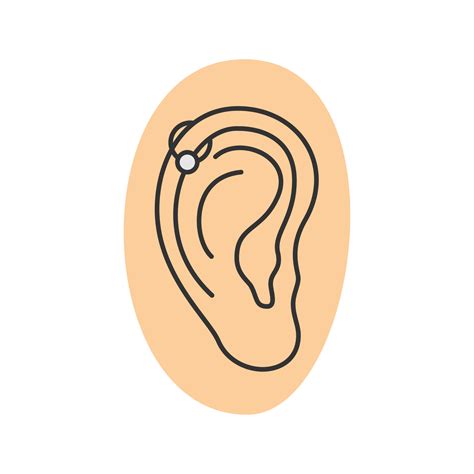 Helix piercing hoop color icon. Pierced ear cartilage. Isolated vector illustration 4459922 ...