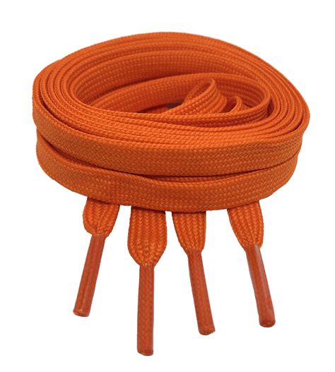 FLAT ORANGE SHOE LACES LONG SHOELACES - 8mm wide - 11 LENGTHS - 2 ...