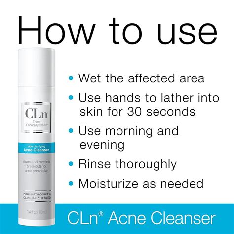 CLn Acne Cleanser with Salicylic Acid Non-Irritating Formula, Fragrance-Free (3.4 fl oz)