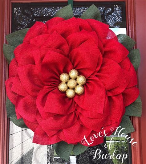 Poinsettia wreath Christmas wreath Christmas Flower wreath | Etsy | Burlap flower wreaths ...