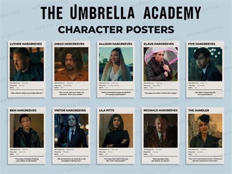 The Umbrella Academy Character Posters - Etsy UK