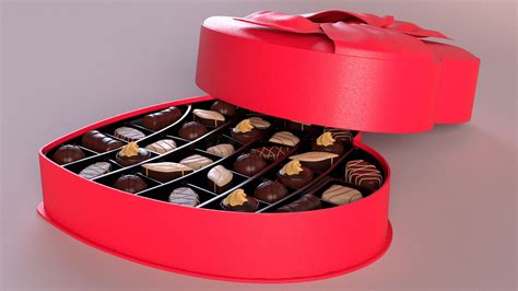 Assorted Chocolates in Heart Shaped Opened Box 3D Model $34 - .3ds ...