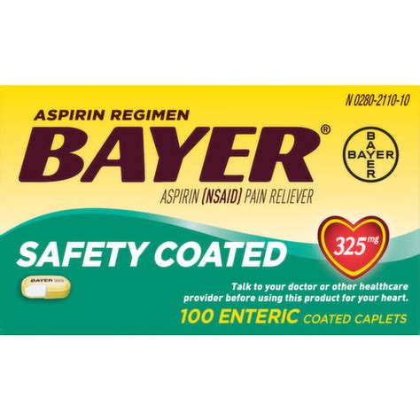 Bayer Aspirin, 325 mg, Enteric Coated Caplets - King Kullen