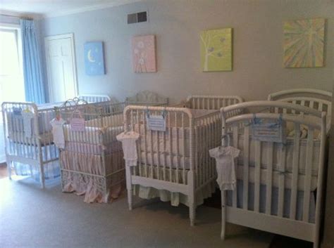 Quadruplet Neutral Nursey Crib | Baby room inspiration, Quadruplets nursery, Baby bedroom