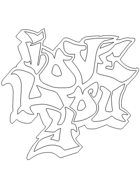 Graffiti I love You Coloring Page - Funny Coloring Pages