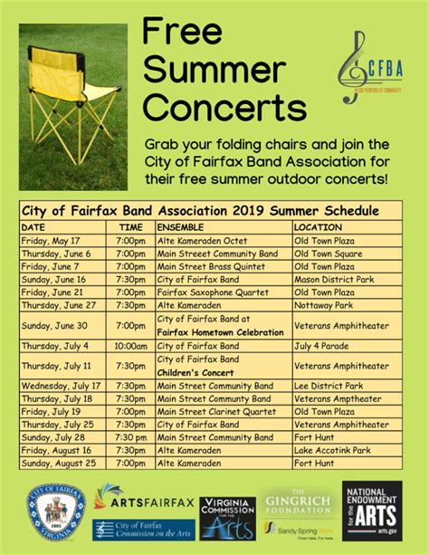 Download Our Summer Concert Schedule - City of Fairfax Band Association