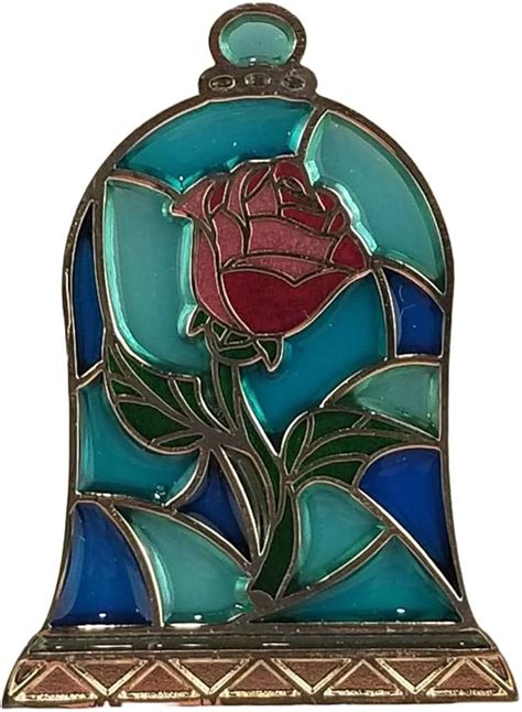 Disney Beauty And The Beast Stained Glass Rose Pin New On Card ...