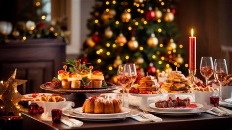 Premium AI Image | Beautiful Christmas table full of food Generative AI ...