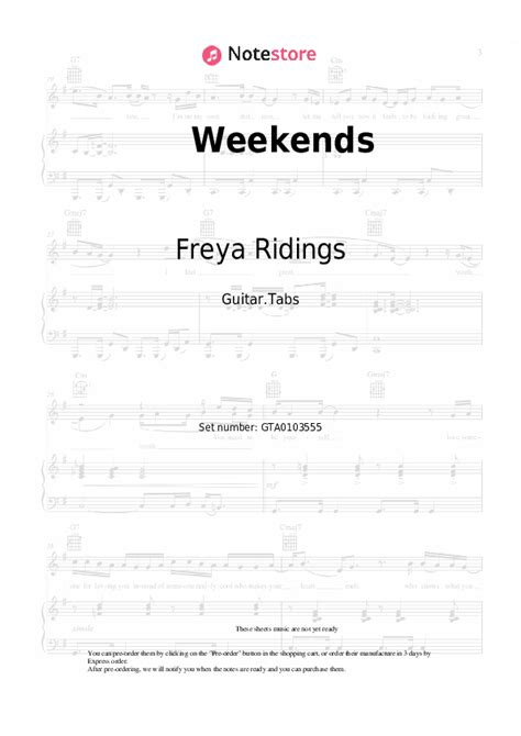 Weekends tabs guitar Freya Ridings in Note-Store.com | Guitar.Tabs SKU GTA0103555