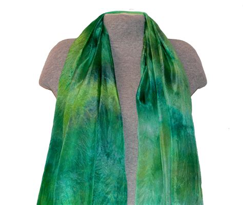 Green silk scarf women Emerald spring summer scarf Hand dyed | Etsy