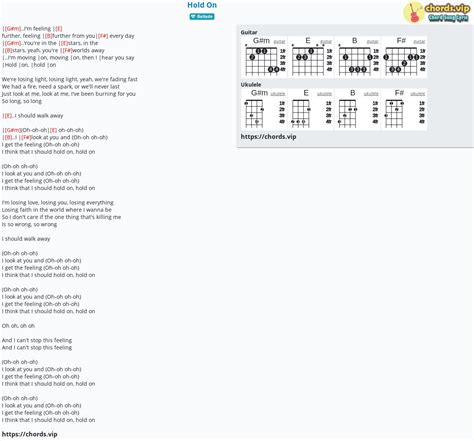 Chord: Hold On - tab, song lyric, sheet, guitar, ukulele | chords.vip