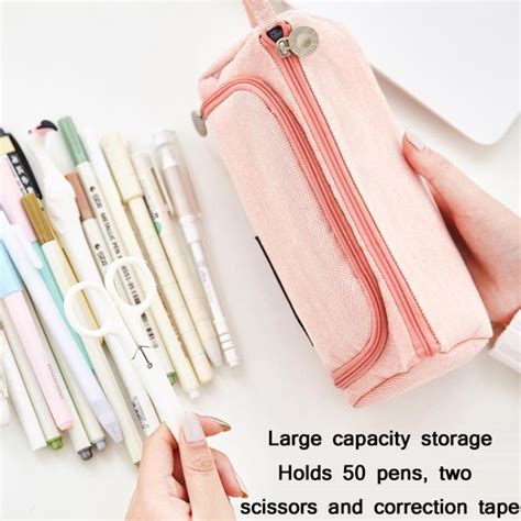 Angoo Large Capacity Pencil Case Cute Canvas Stationery Bag, Color ...