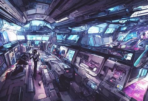 large spaceship interior, cyberpunk, anime | Stable Diffusion