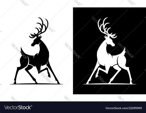 Deer silhouette black and white icon Royalty Free Vector