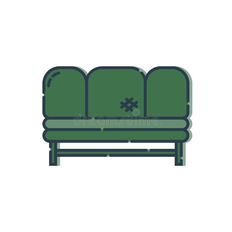 Comfortable Sofa with Three Pillows. Image of Couch in Line Art Style ...