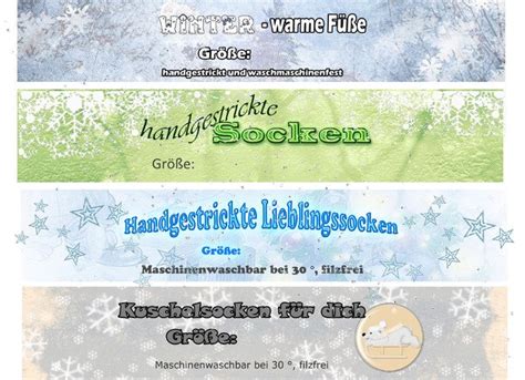 Banderole / Verpackung für selbstgestrickte Socken *Winter t*