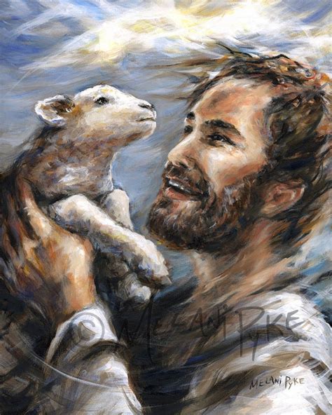 Jesus Lifting Lost Lamb Painting or Print Inspirational - Etsy