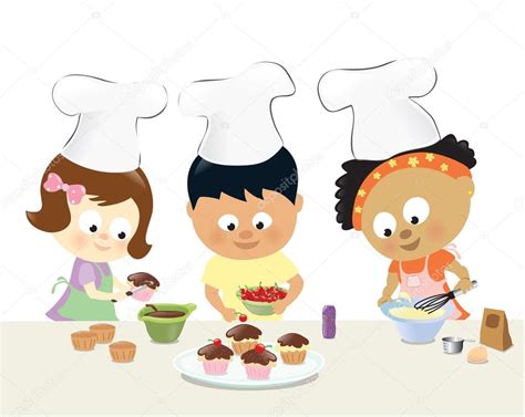 Kids baking cupcakes — Stock Vector © wetnose #37165987