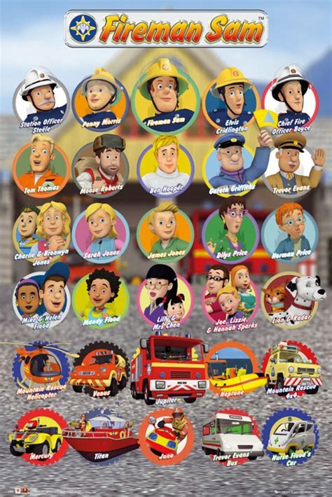 Fireman Sam Characters - Official Poster. Official Merchandise. Size: 61cm x 91.5cm. FREE ...