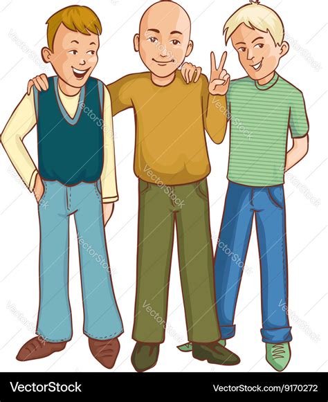 Three cartoon friends supporting each other Vector Image