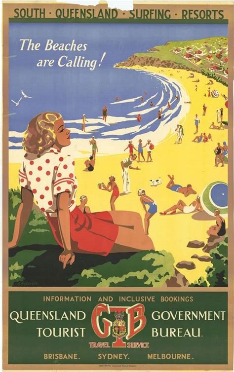 The Beaches Are Calling Vintage Travel Surf Beach Poster Retro Canvas ...