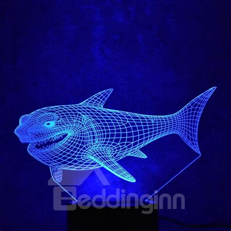 3D LED 7 Color Changing Big Mouth Shark Table Lamp USB Night Light/Lamp ...