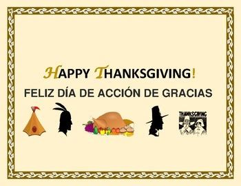 HAPPY THANKSGIVING DAY POSTER! BILINGUAL ESL/SPANISH | TpT