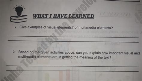 Give examples of visual elements?of multimedia elements?Based on the ...