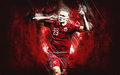 Erling Braut Haaland, Norway national football team, red stone background, Haaland art ...