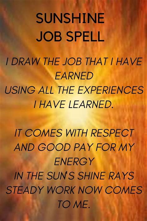 Sunshine Manifestation Spell | Manifest your dream job. in 2023 ...