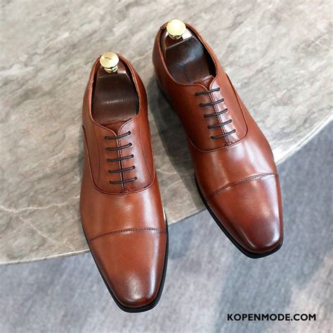 Leren Schoenen Heren Geklede Brits Bedrijf Herfst Oxford Mannen Bruine Online