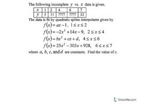 Quadratic Spline Method Interpolation Example: Another Approach! - YouTube