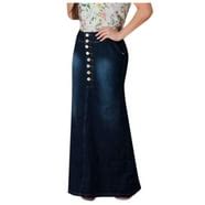 A2Y Women's Casual Rayon High Waist Back Zipper Denim Jean Long Skirts ...