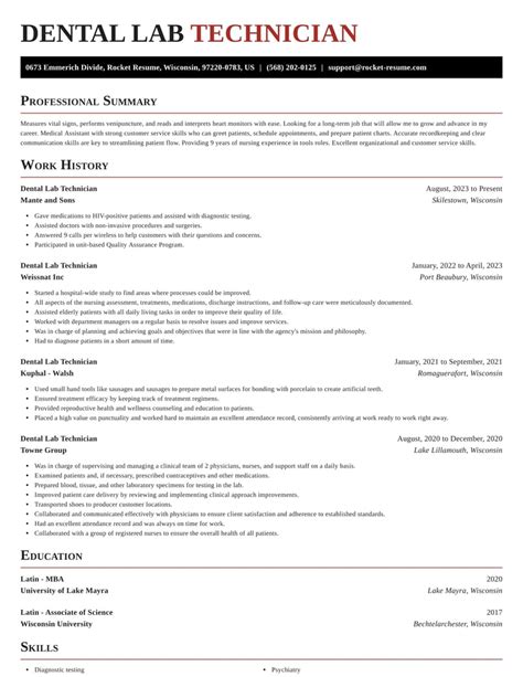 Dental Lab Technician Resumes | Rocket Resume