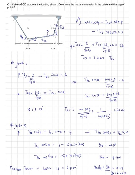 SOLUTION: Structural analysis cables cable tension and loading calculation - Studypool