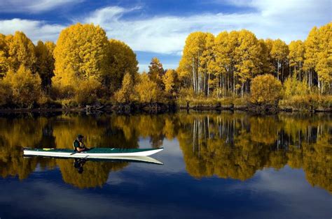 Free picture: lake, kayaker, landscape, fall