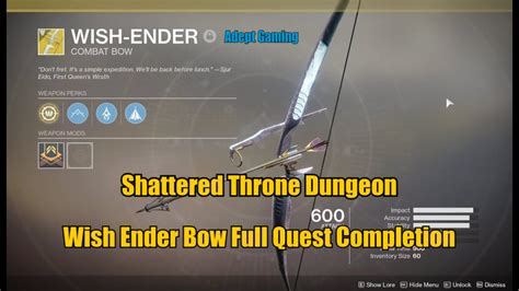 Destiny 2 – Shattered Throne Quest – Wish Ender Exotic Bow Obtained | Adept Gaming