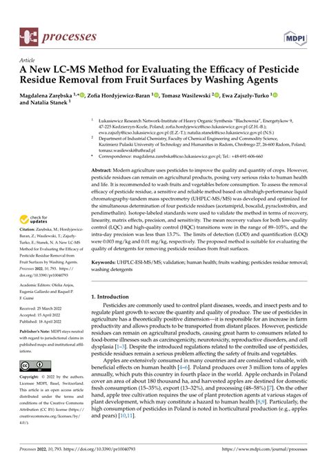 (PDF) A New LC-MS Method for Evaluating the Efficacy of Pesticide Residue Removal from Fruit ...