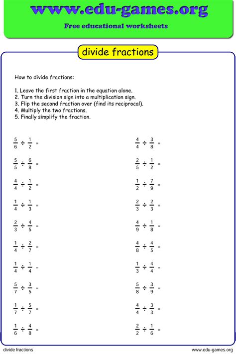Division Worksheets Grade 4, Math Fractions Worksheets, Improper Fractions, Dividing Fractions ...