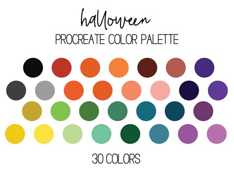 Halloween Color Palette, Spooky Color Palette, Dark Rainbow Procreate Color Palette, Fall Color ...